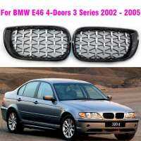 ด้านหน้าศูนย์สดใสสีดำกว้างไตฮู้ดเพชรไตกระจังย่างสำหรับ BMW E46 Saloon 4ประตู3 Series 2002 2003 2004 2005