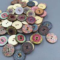 LiveCity 100x Mixed Vintage Colorful Flowers Wood Buttons Scrapbooking Sewing