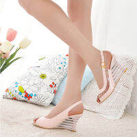 Hot ผู้หญิงแฟชั่น Peep Toe ปั๊มสุภาพสตรี Wedges รองเท้าส้นสูงโปร่งใสผู้หญิง Slingbacks หัวเข็มขัดรองเท้าหญิงรองเท้าฤดูร้อน