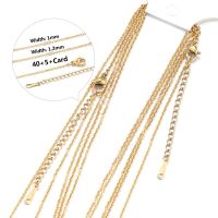 5pcs 1/1.2mm Width Stainless Steel Plated Gold Flat Cable Woman Fine Cuba Chain Adjustable Necklace for Bulk Wholesale 40cm 5cm