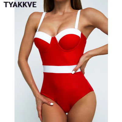 Push Up Swimsuit Underwire Red Swimwear Women 2022 Bodysuit Female Colorblock Bathing Suit New Swimming Suit Beachwear