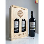 Quà tặng hộp gỗ 2 chai rượu vang Ý Veronica Rosso nhập khẩu chính hãng