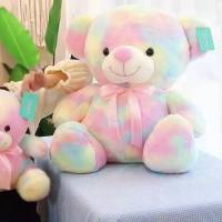 Rainbow Plush Toy Bear Stuffed Teddy Colorful Doll Kids Birthday Girl Gift