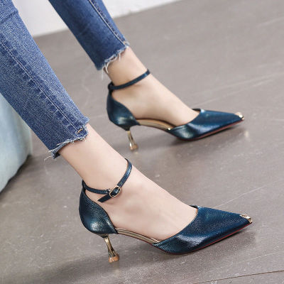 Szpilki Damskie Women Fashion Black Suede High Heel Shoes Lady Casual Blue Rivet Party Heels Female Spring Summer Pumps G5145