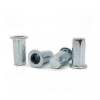 Carbon steel Flat head hex rivet nut Sealed close end M4 M5 M6 M8 M10  Blind rivet nut Insert nut white zinc plated DXPTQLJ Nails Screws Fasteners