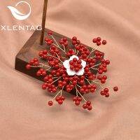 XlentAg natural fresh water pearl hand made pentagonal coral brooch women luxurious and fine jewelry Wedding party gift GO0376