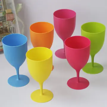 6pcs/set of Frosted Plastic Wine Glasses Cocktail Champagne Goblet for Bar  Party 