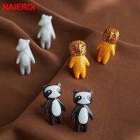 【LZ】◘  NAIERDI Ceramic Cartoon Furniture Handles Animal Drawer Knob Childrens Room Lion Panda Fox Cabinet Handle Wardrobe for Kids