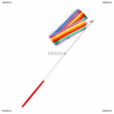 sksbvx 6M เต้นริบบิ้นออกกำลังกายจังหวะศิลปะ gymnastic บัลเล่ต์ streamer twirling Rod 5สี