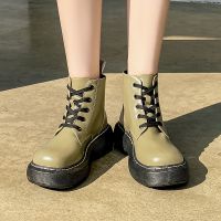 35-43 Size Large Womens Shoes Martin Boots Women Thickened R Short Heightened Thick-Soled Big Head Green