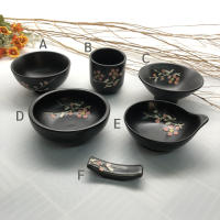 ถ้วยน้ำจิ้มเซรามิกสีดำ ถ้วยน้ำจิ้มญี่ปุ่น ถ้วยกิมจิ ถ้วยเซรามิกสีดำ ถ้วยน้ำจิ้มญี่ปุ่น ที่วางตะเกียบญี่ปุ่น ถ้วยชาแก้วชา