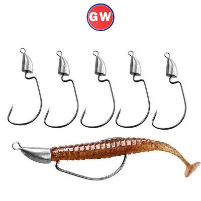 ตะขอถ่วงน้ำหนัก Offset Crank Lead Head Hooks 5/7/10/14G Stainless Steel Jig Head Fishing Hooks Barbed Lead Head 1Pcs