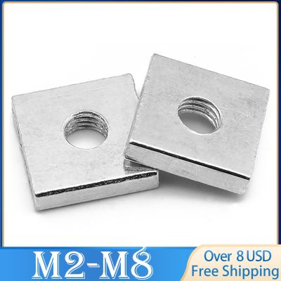 20pcs Square Nut M3 M4 M5 M6 Carbon Steel Galvanized Zinc Plated Thin Quadrangle Block Compatible with Prusa MK3 DIN562 Nails Screws Fasteners