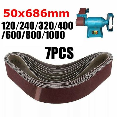 7Pcs/Set Abrasive Sanding Belts Band 120/240/320/400/600/800/1000 Grits Wood Grinding Sander Tools Aluminum Oxide 50x686mm