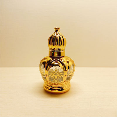 Travel Size Roller Bottle Perfume Bottling Container Luxury Empty Glass Bottle Gold Crown Essential Oil Bottle Electroplated Glass Bottle