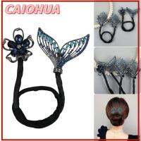 CAIOHUA อุปกรณ์เสริมผม กิ๊บติดผมรูปดอกไม้ประดับพลอยเทียม เครื่องมือจัดแต่งทรงผม หางปลาวาฬ เครื่องทำผมบิด แฟชั่นสำหรับผู้หญิง เครื่องทำซาลาเปา สำหรับผู้หญิง