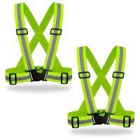 2Pack High Visibility Safety Vests - Adjustable Bright Neon High Visibility Reflective Seat Belt Gears