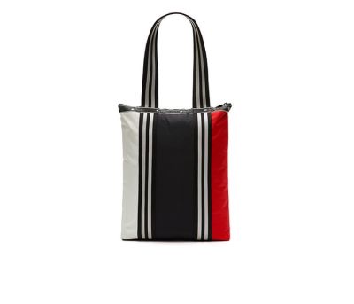 Li Shibao สีดำและสีขาวลายสีแดงแฟชั่นป่ากระเป๋าสะพายสบายๆกระเป๋าถือ3442