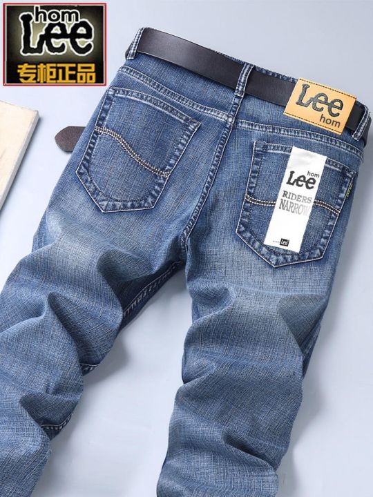 jussara-lee-leehom-brand-mens-jeans-summer-thin-slim-fit-straight-2023-trendy-brand-casual-spring-and-autumn-pants-men