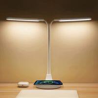 Desk Lamp, Gooseneck Adjustment 8W Desk Lamp, 6000K Double Light Area, Touch Control Brightness