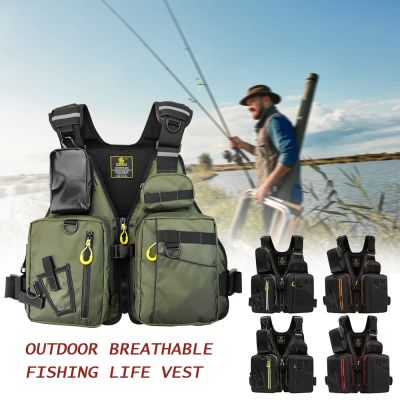 Waterproof Life Jacket Fishing Vest Photography Reflective Life Vest Multi Pockets Fishing Survival Backpack Safety Jacket  Life Jackets