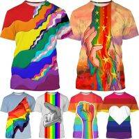 Fashion Rainbow Print 3d T-shirt Summer Personalized Hip Hop Casual Round Neck Short Sleeve Fun