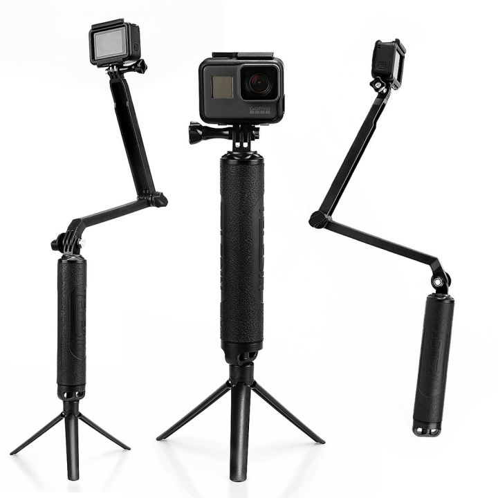 TELESIN Durable Adjustable 3 Way Grip Tripod Hidden For GoPro DJI Osmo Action Non-slip Three-fold Selfie Stick Action Accessories | Lazada PH