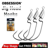 【hot】 OBSESSION 10pcs/Lot 5g 7g10g 14g Jig Carbon Weedless Offset Worm Fishing Texas Rigs Accessories