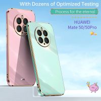 ปลอกอ่อนเคลือบซิลิโคนสำหรับ HUAWEI Mate 50 Pro เคสกันกระแทกสี่เหลี่ยมผิวเรียบเคสโทรศัพท์สำหรับ Mate50 50Pro ฝาหลัง50E