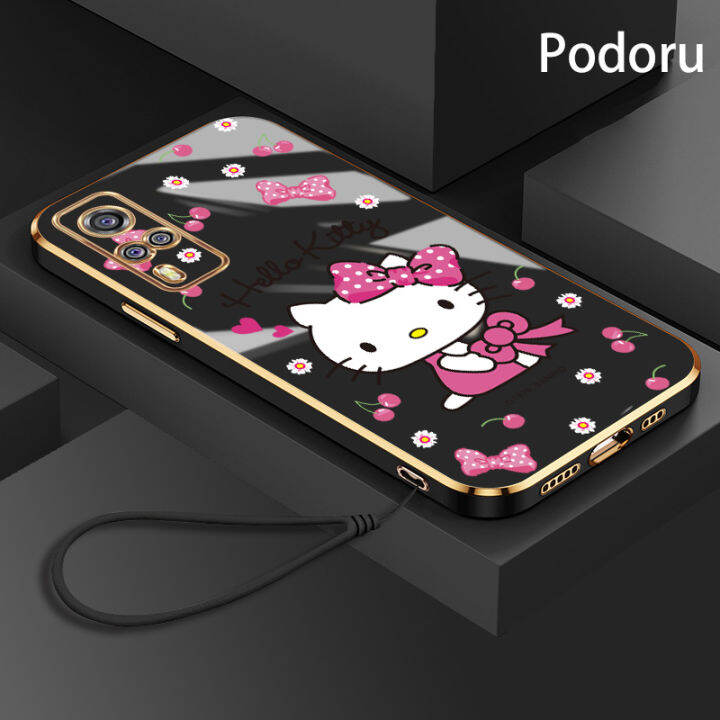 เคส-vivo-y51-y31-2020-y51a-y53s-4g-y33เรียบง่ายสุดหรูชุบทองเคสโทรศัพท์-hello-kitty-กรอบซิลิโคนแบบนิ่ม