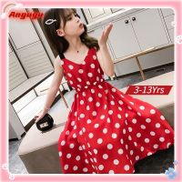 COD SDFGERGERTER Angugu Childrens Clothing 2022 Summer New 3 To 4 To 5 To 6 To 7 To 8 To 9 To 10 To 11 To 12 Years Old Girls Chiffon Sling Dress Girls Polka Dot Dress Red Princess Dress