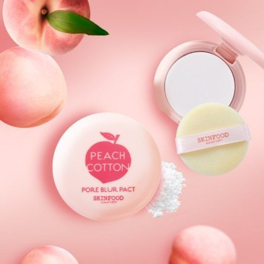 skinfood-peach-cotton-pore-blur-pact-4g-แป้งพีชอัดแข็ง