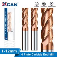 XCAN End Mill 4 Flute Milling Cutter TiCN Coated Carbide Router Bit 1-20mm HRC60 Machining Endmills Cutting