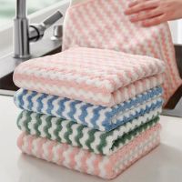 【DT】hot！ 5PCS Microfiber Thick Kitchen Towel Dishcloth Household Rags Gadget Non-stick Oil Table Cleaning Wipe Cloth Scouring Pad