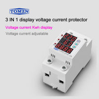 63A 230V 3IN1 Display Din rail adjustable over and under voltage protective device protector relay with over current protection