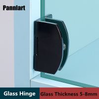 Pannlart 1 Pc Glass Door Fixing Clip Hinge Showcase cabinet Hinge Glass Clamp 90 degree positioning Glass Door Hinge