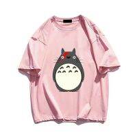 Japanese Anime Cartoon T-Shirt Cute Totoro Printing Short Sleeve Mens s Summer Pure Cotton Crewneck Comfortable Clothings XS-4XL-5XL-6XL