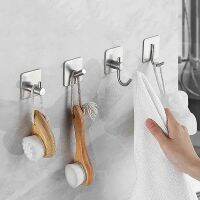 304 Stainless Steel Hook Strong Paste Self adhesive Non marking Single Hooks Bathroom Kitchen Behind The Door Metal Coat Hook