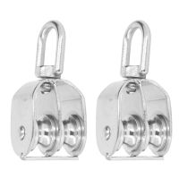 2Pcs U Type M20 Double Pulley Block สแตนเลส75กก. โหลดแบริ่งยก Double Pulley Roller Block ล้อ Hot