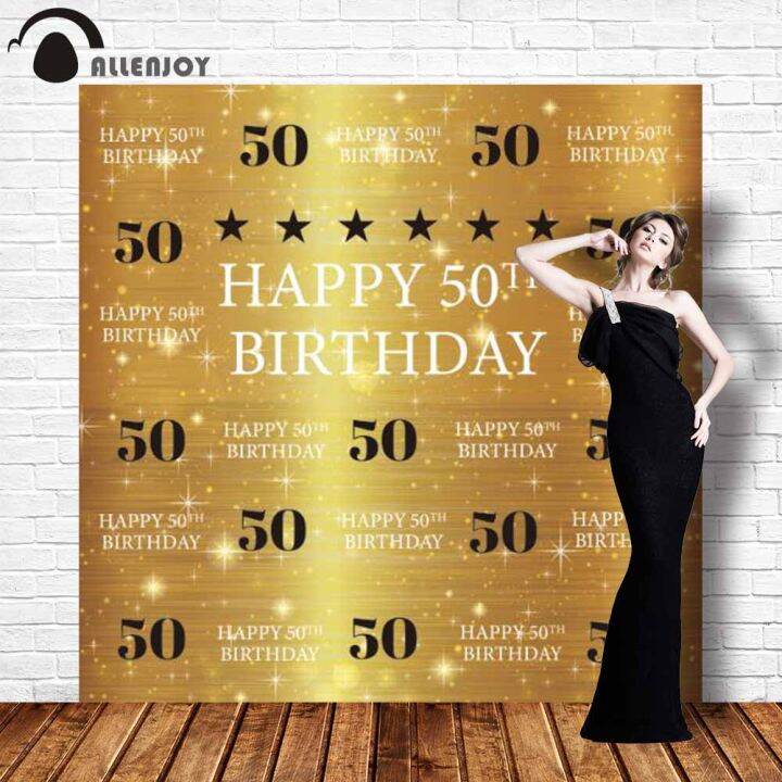 worth-buy-allenjoy-50th-ทองฉากหลังถ่ายภาพวันเกิดปาร์ตี้แวววาวบูธถ่ายรูปพื้นหลังรูปภาพเสายิงกำหนดเอง