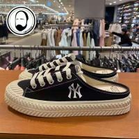 【high quality】original MLBˉ Korean fashionable canvas shoes womens 2022 new summer Baotou half trailer one pedal biscuit shoes thick bottom ins casual shoes