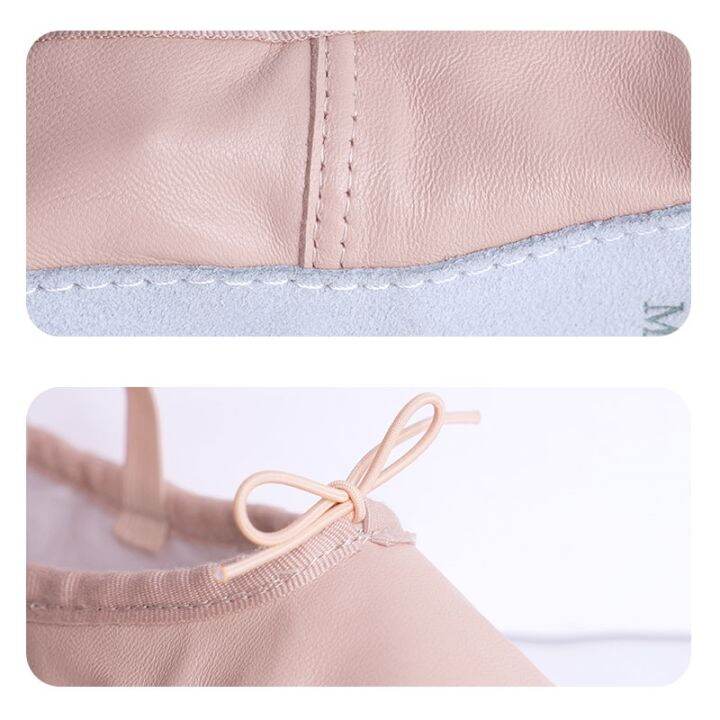รองเท้าบัลเลต์หนังแท้สำหรับเด็กผู้หญิง-รองเท้าผ้าใบหนังแกะแบนนุ่มเต้นบอลรูมสำหรับมืออาชีพ