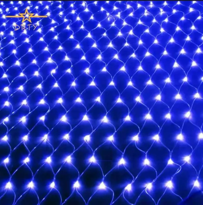 Blue Net Christmas Lights Outdoor Fairy String Mesh Light Plug in