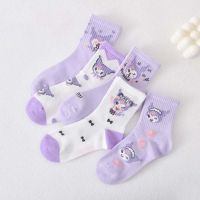 ✸☾ kawaii Sanrio Kuromi Children Socks Autumn and Winter Students Sports Socks Mens and Womens Cartoon Cute Warm Cotton Socks