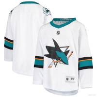 NHL San Jose Sharks Away Jersey White Tshirts Long Sleeve Fans Sports Tops Plus Size