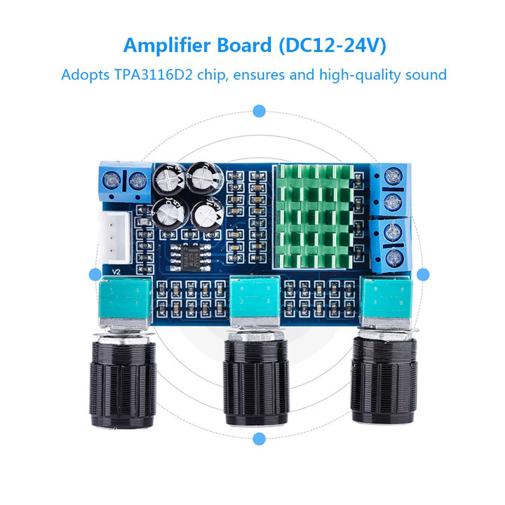 เครื่องขยายเสียงดิจิตอล-tpa3116d2-dc-12-โวลต์-24-โวลต์-80-วัตต์-x-2-เครื่องขยายเสียงดิจิตอลเสียงแหลมเสียงเบสโมดูลแอมป์เสียง