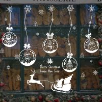 Christmas Snowball Stickers Window Festival Atmosphere Decals Snowflake Pendant Glass Wall Sticker Elk Decoration Painting