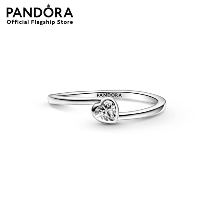 pandora-clear-tilted-heart-solitaire-ring-แหวนเงิน-แหวนสีเงิน-แหวนแพนดอร่า-แพนดอร่า