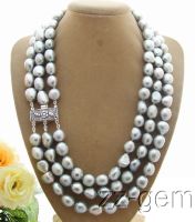 beautiful 9-10MM Grey Baroque Pearl Necklace 17-19