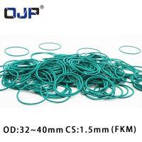 5PCS/lot Rubber Ring Green FKM O rings Seal 1.5mm Thickness OD32/33/34/35/36/37/38/39/40mm ORing Seal Oil Gasket Fuel Washer Gas Stove Parts Accessori